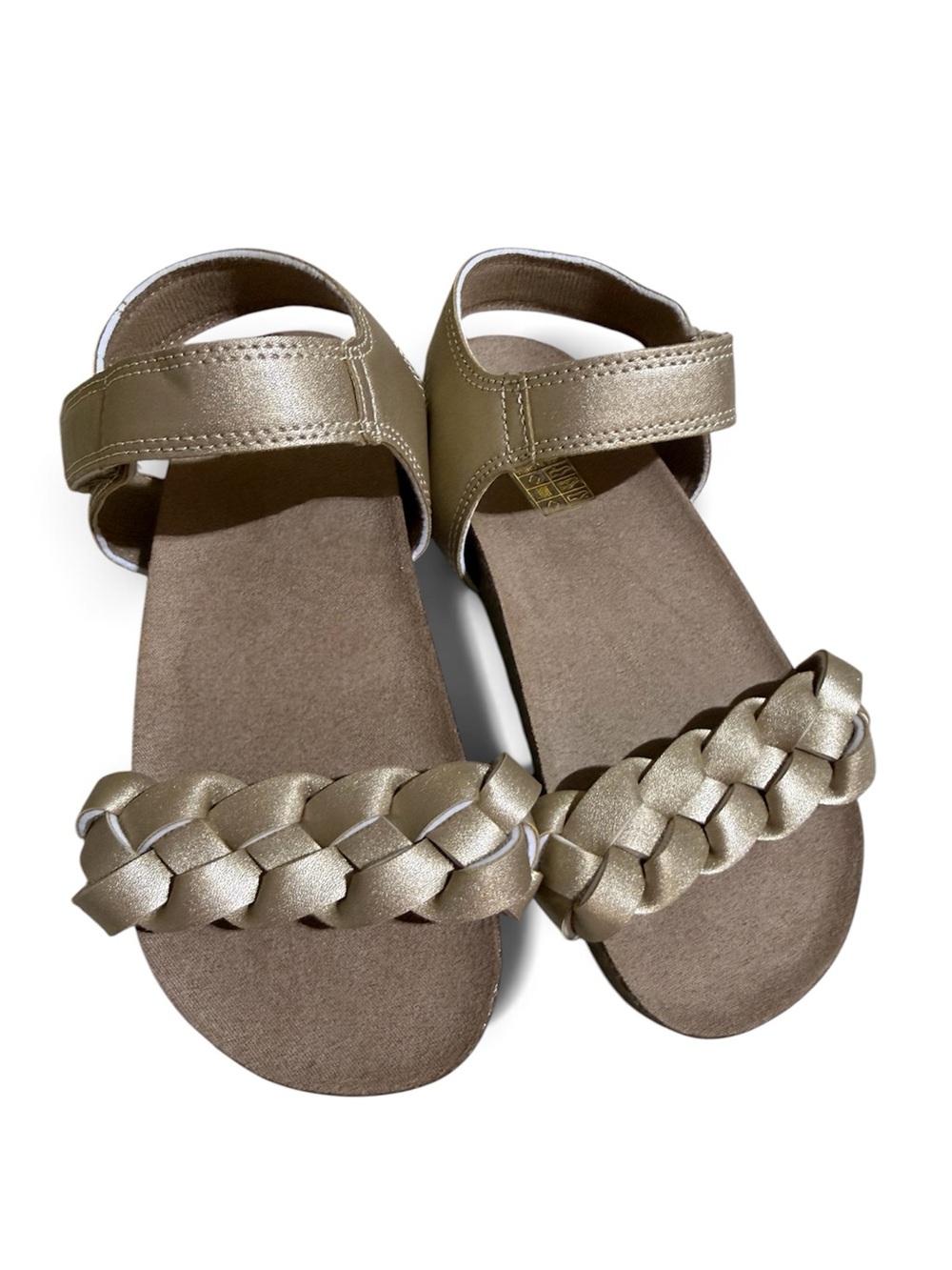 NEW Kids Metallic Gold Braided Strap Girls Sandals size 13
